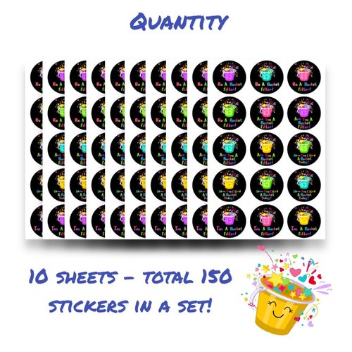 Joyful Artistry Bucket Filler Stickers for Teachers, 150 Pcs of Motivational Stickers for Bucket Filler Reward jar, Bucket Filler Pocket Chart, Bucket Filler Bulletin Board, Bucket Filler Poster