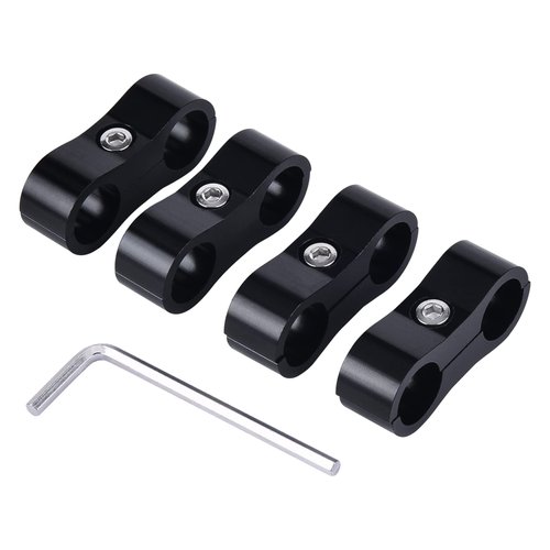 EVIL ENERGY 6AN Hose Separator Clamp, AN6 Fuel Line Mounting Clamp Aluminum Black 4PCS