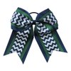 New "NAVY GREEN CHEVRON" Cheer Hair Bow Pony Tail 7 Inch Girls Cheerleading Practice Football Games School Uniform Hairbow Grosgrain Ribbon Competition