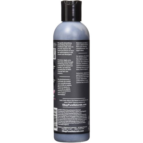 Okay Charcoal Leave In Conditioner For All Hair Types & Textures Detoxifying & Purifying With Almond, Argan & Avocado Oil Sulfate, Silicone & Paraben Free 8 Ounce , 8 Ounce