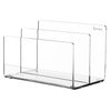 Kantek Clear Acrylic Mini File Sorter, 2 Section File Holder, 6" x 3.8" x 3.9", Desk Organizer, Non-Skid Feet, Desk Accessory
