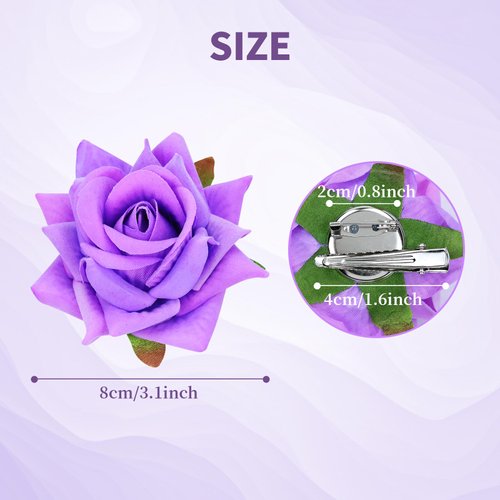 inSowni 12 Pieces Flamenco Dancer Mexican Rose Flower Brooches Pins Prom Party Wedding Bridal Floral Alligator Hair Clips Barrettes Accessories for Women Girls