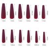 AddFavor XXL Extra Long Press on Nails Coffin Matte Fake Nails Full Cover Acrylic False Nails 12 Sizes 120pcs Burgundy Nail Tips for Women Fingernails Manicure Design