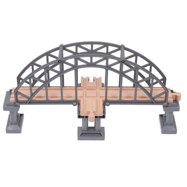 Toyvian Wooden Train Tracks Suspension Bridge Toy Wood Cross Railway Toys Train Scene Layout Props Toy Train Accessory for Kids Toddlers (Grey) Wooden Train Accessories