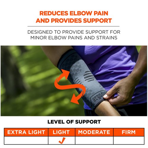 Ergodyne ProFlex 651 Elbow Compression Sleeve, Brace Support for Men and Women Black, Small