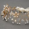 SWEETV Bridal Headband Wedding Headpiece for Bride Hair Accessories for Wedding Hair Pieces Crystal Pearl Hair Vine Gold