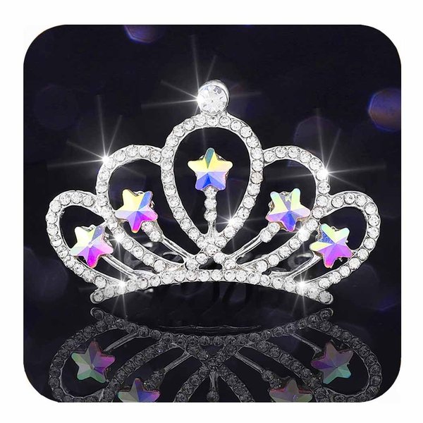 Kilshye Silver Tiara Comb Girls Princess Tiaras Haircomb Rhinestone Crown Combs Costume Prom Crowns Hair Combs for Child (Silver)