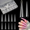 Clear Stiletto Nail Tips for Acrylic Nails, XXL Long Half Cover Stiletto False Nail Tips, Coffin Sharp Shape Acrylic Nail Tips Artificial Nails for Nail Extension DIY Nail Art Salon 500Pcs 10 Size Box