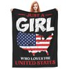 American Girl Throw Blanket Just A Girl Who Loves United States Decor Blanket Super Cozy Plush Lightweight Soft Plush Flannel Fleece Blanket Gifts for Girls Boys Kids Women for Sofa Bed Couch 40"X50"