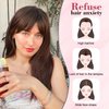 QGZ Clip in Bangs Hair Clip 100% Real Human Hair Clip on Bangs for Women 3 Secure Clip in Hair Extension Natural Full Coverage Thick French Fake Bangs (Light Brown)