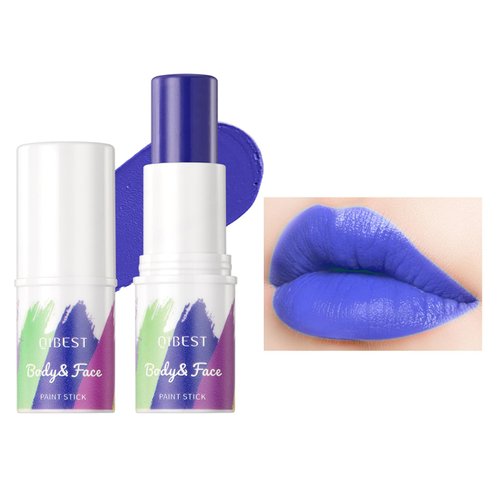 DLZZRS Dark Blue Matte Lipstick Long-Lasting Non-Stick Cup Goth Lip Gloss High Pigmented No Transfer Waterproof Vintage Lipstick Face Painting Stick For Women Halloween Party Cosplay Lips Makeup(07#)