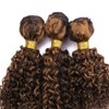 Dark Brown Kinky Curly Bundles Highlight Curly Wave Human Hair Bundles 24 26 28 Inch P4/30 Human Hair Bundles 8a Grade Double Weft Brazilian Virgin Hair Silky Soft Weave Extensions Piano Color