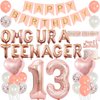 Teenager Birthday Party Decoration 13th Birthday Party Decorations for Girls with Rose Gold Omg Ur A Teenager Balloons Banner Sash Tinsel Cake Topper