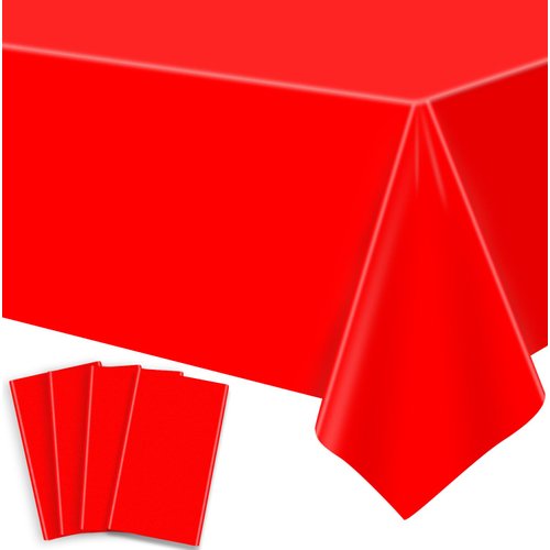 Dvaorc 4 Pack Red Tablecloths Christmas Table Cloth Xmas Red Table Cover Christmas Party Tablecloth Rectangle Tablecloth for Christmas Holiday New Year Party Supplies 51x86IN (4)