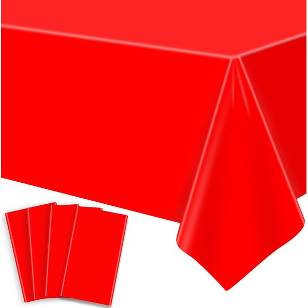 Dvaorc 4 Pack Red Tablecloths Christmas Table Cloth Xmas Red Table Cover Christmas Party Tablecloth Rectangle Tablecloth for Christmas Holiday New Year Party Supplies 51x86IN (4)