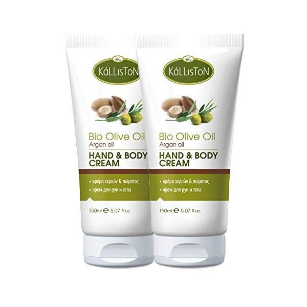 Kalliston, Anti Aging Argon Oil and Organic Olive Oil Lotion, Hand & Body Cream, Made in Ancient Crete, Greece, 5.07 oz Each Tube, Pack of 2