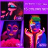 15 Colors Neon Face Paint UV Light Body Paint Glow in The Dark for Halloween Washable Kids Adult Rave Party Cosplay
