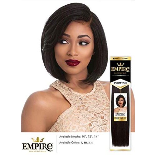 Sensationnel EMPIRE 100% Human Hair Perm Yaki Weave 12" (1B Off Black)