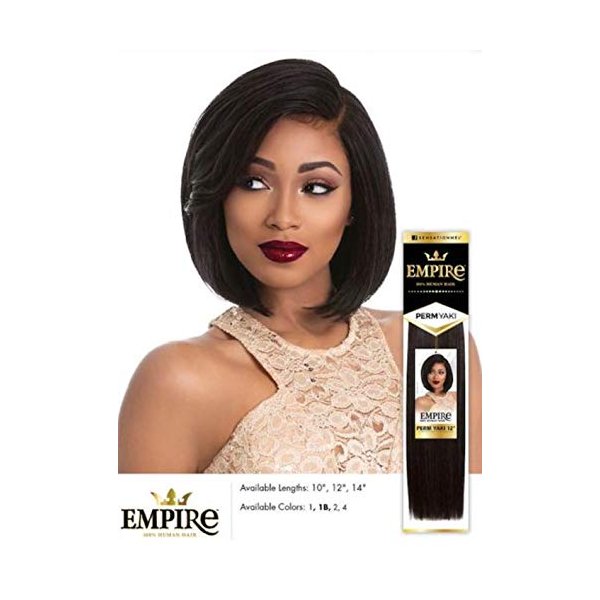 Sensationnel EMPIRE 100% Human Hair Perm Yaki Weave 12" (1B Off Black)