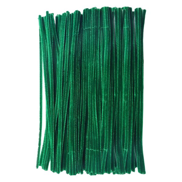 200 Pcs Christmas Pipe Cleaner Fluffy Chenille Stems Colored Pipe Cleaner Creative Art Pipe Cleaners Craft Supplies for DIY Craft Dark Green