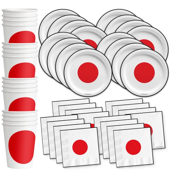Japan Flag Birthday Party Supplies Set Plates Napkins Cups Tableware Kit for 16