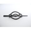Silver and gray crystal art deco black acrylic hair slide stick clip barrette