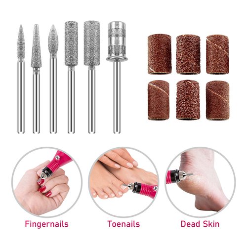 Electric Nail Drill Kit Acrylic Nail File 20000 RPM with 6 Nail Drill Bits Acrylic Nail Gel Remover with a Gift Glass Nail File Nail Polishing Machine Manicure Set