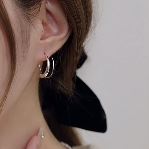 SLUYNZ 925 Sterling Silver Wire Threader Drop Earrings Hoop for Women Teen Girls 2.2CM Hoop Earrings Pull Through Earrings (A-Silver)