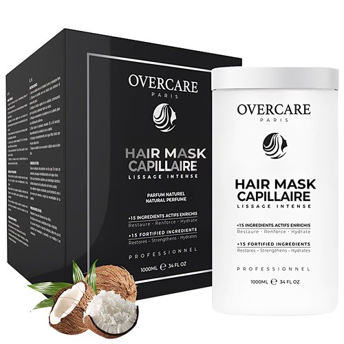OVERCARE Professional Hair Mask Treatment, Advanced Deep Conditioning & Smoothing System for All Hair Types—Keratin Treatment Smoothing Cream 1000ml (Coconut)