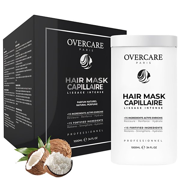 OVERCARE Professional Hair Mask Treatment, Advanced Deep Conditioning & Smoothing System for All Hair Types—Keratin Treatment Smoothing Cream 1000ml (Coconut)