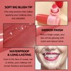 DAGEDA Lip Tint Stain, Glossy Lip Colour with Soft Big Brush Head, Easy to Color Lip Gloss,Moisturizing,Highly Pigmented Liquid Lipstick,Dual Use Lip & Cheek Tint Fun Lip Makeup (Raspberry)