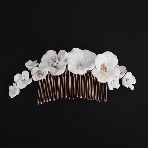 BERYUAN Flowers Wedding Hair Comb Bridal Elegant Flowers Headpiece Flowers Hair Side Comb Rose Gold Wedding Hair Accessories for Women Girls (rose gold)