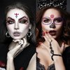 Halloween 3D Face Jewel Makeup Sticker Crystal Decal Shiny Acrylic Drill Stickers For Carnival Festival Party Body Art Terror Grimace Decorations Horror Gem Temporary Tattoo Stickers (Black blue)
