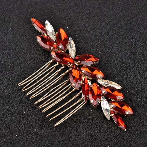 Sparkly Wedding Hair Combs,6 Pcs Crystal Flwoer Hair Clips Bride Bridesmaid Hair Sides Comb Rhinestone Barrettes, Crystal Flower Hair Pins Hair Accessories for Women Girls (Red)