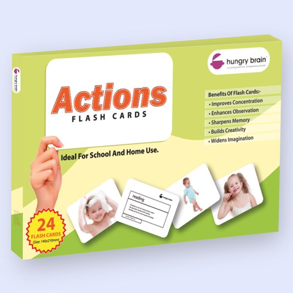 My First Actions Flash Cards for Toddlers - 24 Cards - 48 Sides, Montessori, Educational, Kindergarten, Preschool Learning Activities, Gifts for Kids, 1-4 Years Babies, Fun & Educational Flashcards