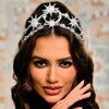 CAKURE Star Moon Tiaras and Crown Silver Wedding Rhinestone Crowns Headband Bridal Crystal Tiara Headpiece Wedding Hair Accessories for Women