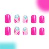 24 Pcs Square Press on Nails Short Preppy Fake Nails Cute Floral False Nails with Design Pastel Nails Press ons Spring Glue on Nails Glossy Reusable Stick on Nails Artificial Nails for Women Girls