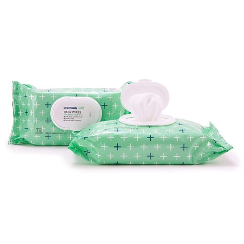 McKesson Baby Wipes - Scented with Powder Soft Fragrance, Contains Aloe and Vitamin E - 6.8 in x 7 in, 72 Wipes, 12 Packs, 864 Total