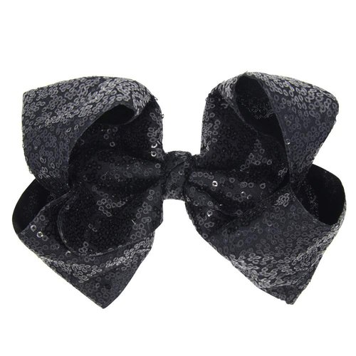 Love Fairy Girl's 8'' Fashion Big Bow Hairpin Sequins Hair Clip for Daily Life Travel Party Festivals (Black)