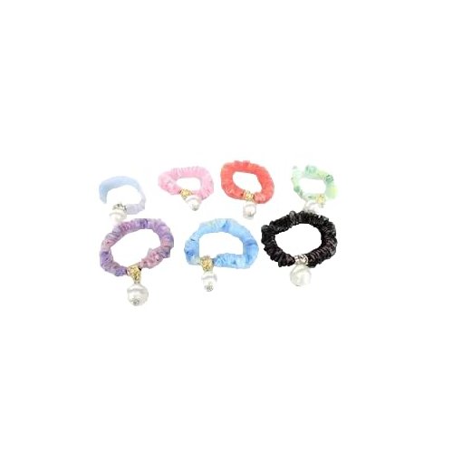 Generic White pearl like bead hair tie scrunchie ponytail holders elastic tie (Primary color: Blue), 1 Count (Pack of 1)