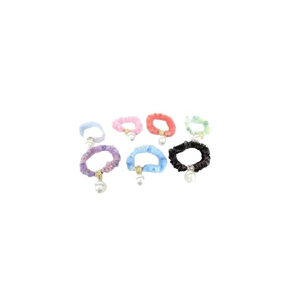 Generic White pearl like bead hair tie scrunchie ponytail holders elastic tie (Primary color: Blue), 1 Count (Pack of 1)