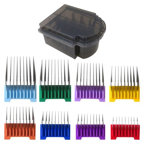 New Upgraded 8 Pcs Professional Colorful Hair Clipper Combs Guards Cutting Guides Fits for Most Wahl Replacement Guards Set, 1/8 Inch to 1 Inch(3-25mm)
