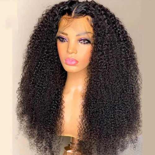 SUNTU Kinky Curly Lace Front Wig Human Hair 13x4 HD Transparent Lace Frontal Wigs 180% Density Wet and Wavy Curly Human Hair Wigs for Black Women Pre Plucked With Baby Hair(24 Inch)