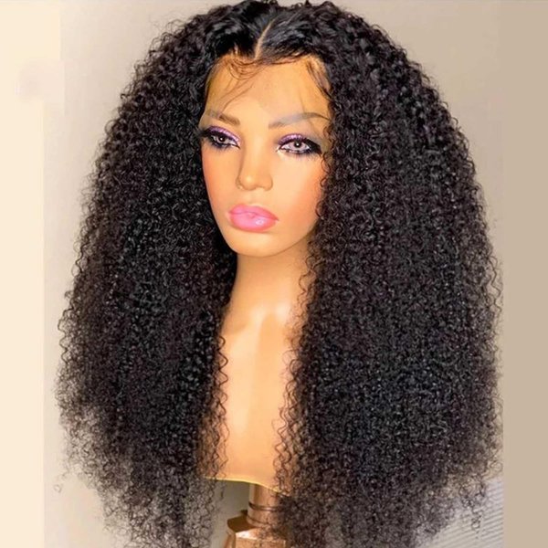SUNTU Kinky Curly Lace Front Wig Human Hair 13x4 HD Transparent Lace Frontal Wigs 180% Density Wet and Wavy Curly Human Hair Wigs for Black Women Pre Plucked With Baby Hair(24 Inch)