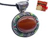 ROSEWARD Real Carnelian Crystal Necklace for Women Raw Gemstone Chakra Healing Stones Genuine Moldavite Crystal Pendant Energy Spiritual Jewelry, USA (Polished Oval with Vintage Metal Holder)