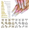 JERCLITY 48 Pieces Gold Silver Alloy Zodiac Nail Charms Zodiac Signs Nail Studs Constellation Words Charms for Nails Twelve Constellation Nail Charms Set for Women Girls Nail Art