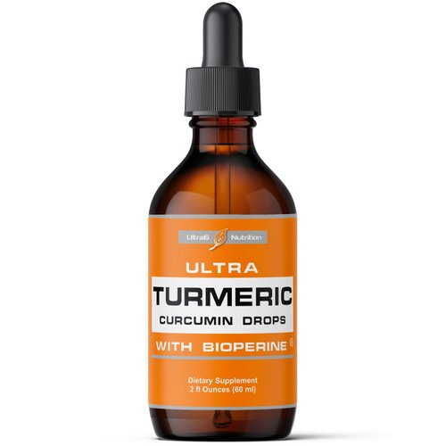 Ultra6 Nutrition Liquid Turmeric Curcumin with Black Pepper - Organic Turmeric Supplement with Bioperine for Joint Support - Turmeric Drops Supplements for Supreme Absorption - Made in USA - 60ml