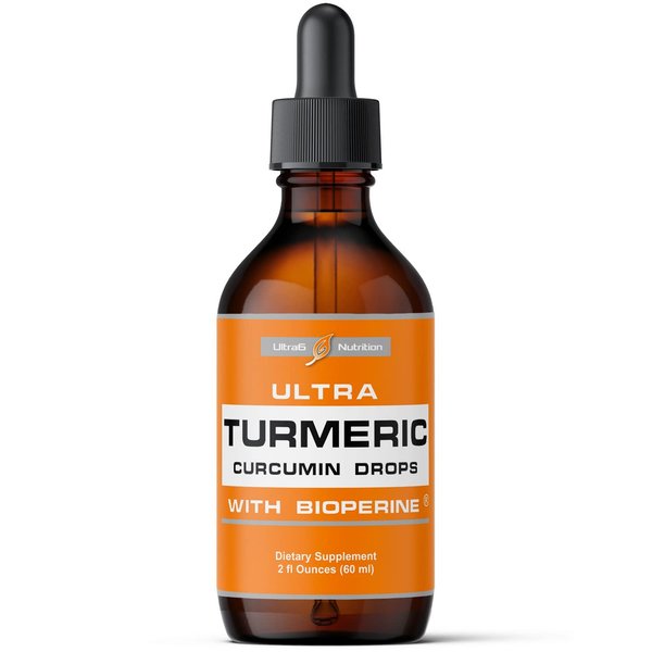Ultra6 Nutrition Liquid Turmeric Curcumin with Black Pepper - Organic Turmeric Supplement with Bioperine for Joint Support - Turmeric Drops Supplements for Supreme Absorption - Made in USA - 60ml