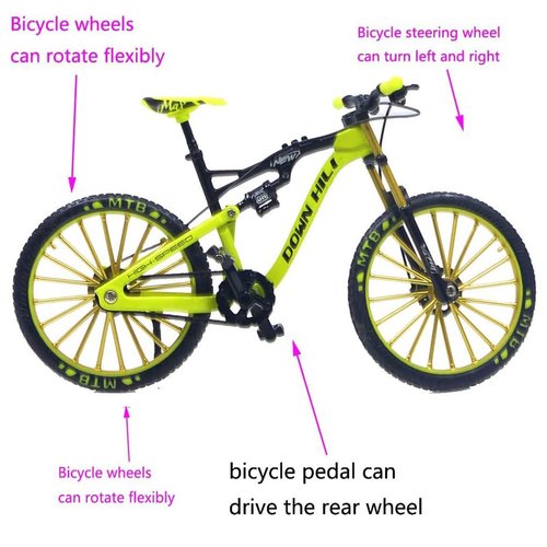 Ailejia Mini Racing Bicycle Ornament Vehicles Mountain Finger Dirt Bike Toy Model Decoration Crafts for Home (S-Green)