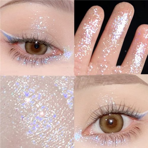 KWOLYKIM Liquid Glitter Eyeshadow, Long Lasting, Quick Drying, Easy to Apply, Loose Bling Glitter Diamond Pigmented Glue for Eye Crystals Makeup (Sparkling Morning Light)